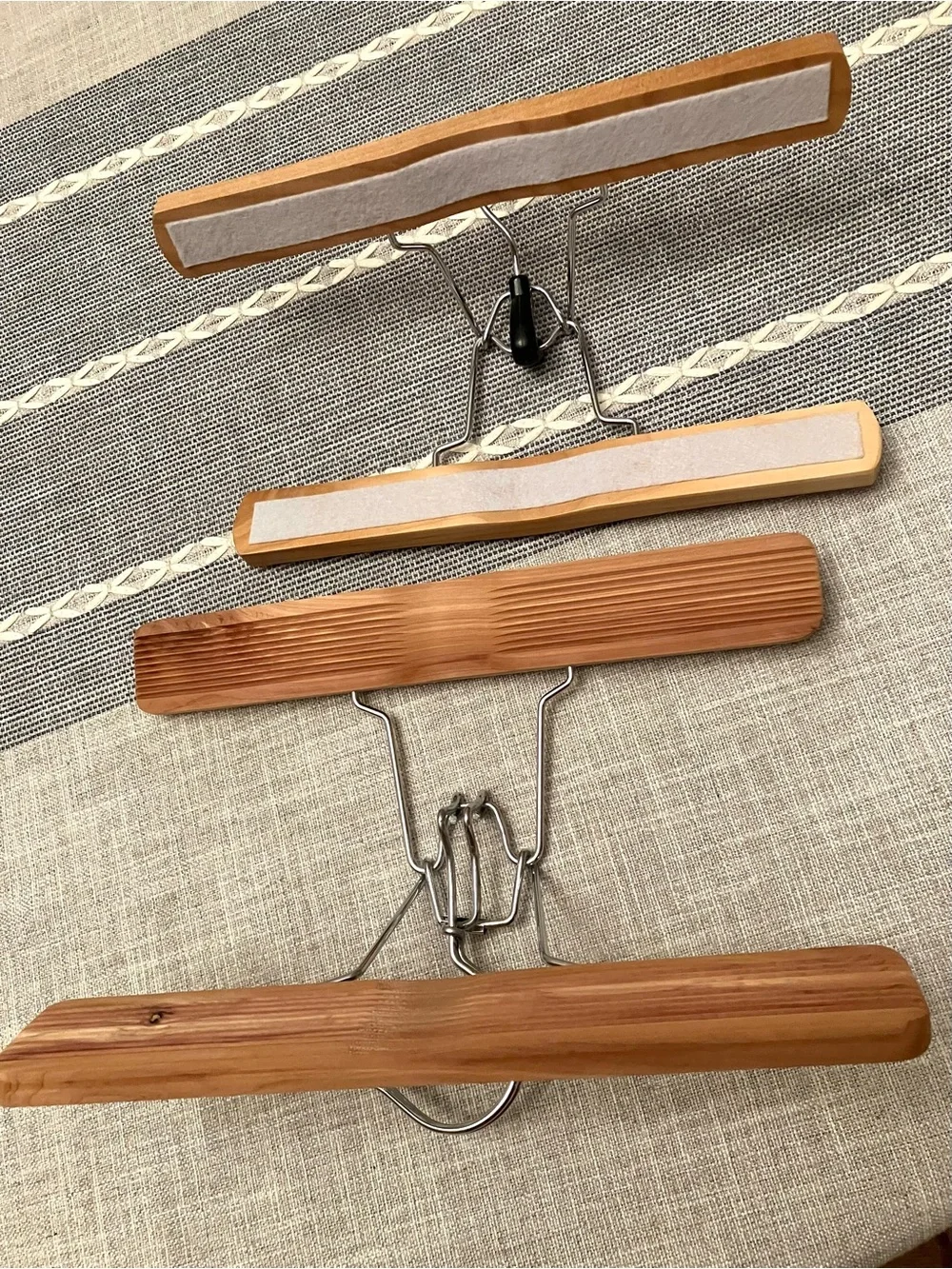 6 wooden clamp pants hangers